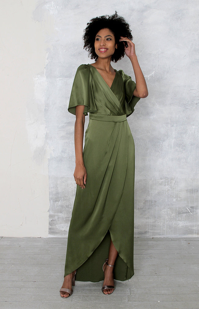 Plus Sage Green Underwire Draped Midi Dress