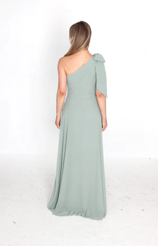 Fleur Chiffon Gown Detachable Bow - Sage