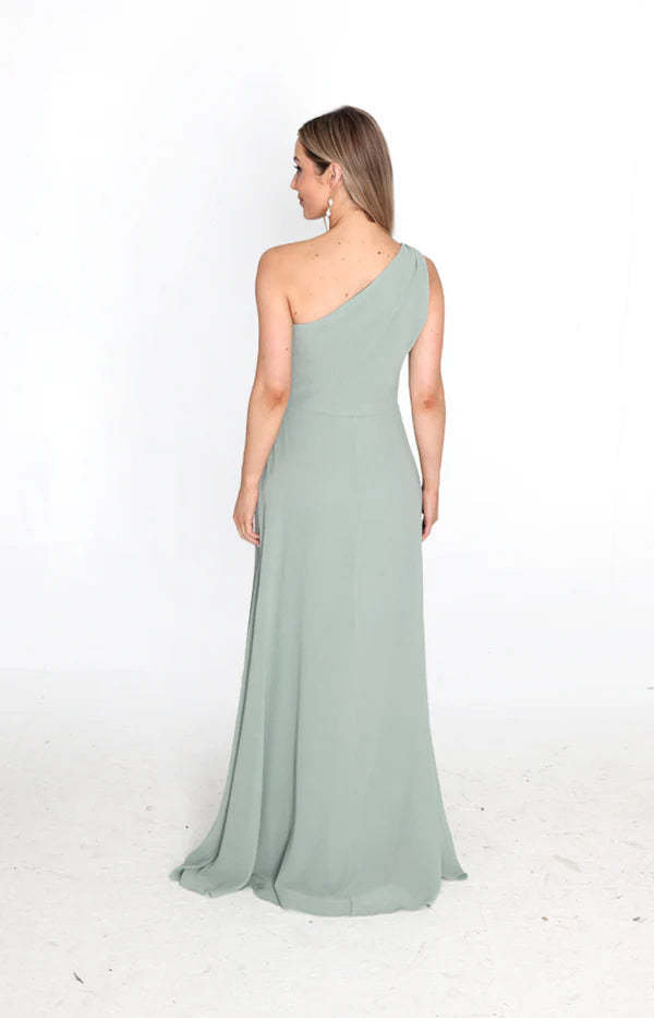 Fleur Chiffon Gown Detachable Bow - Sage