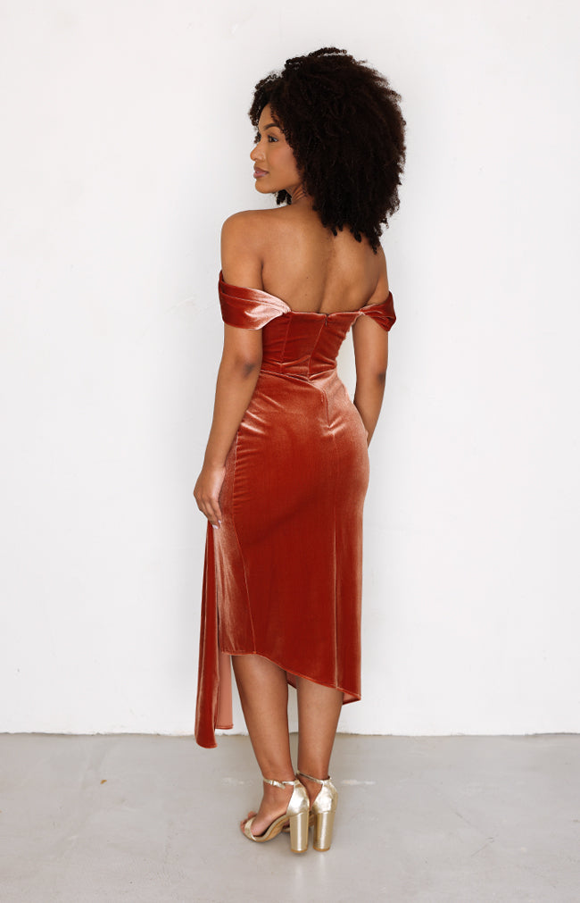 Loren Midi Dress - Rust