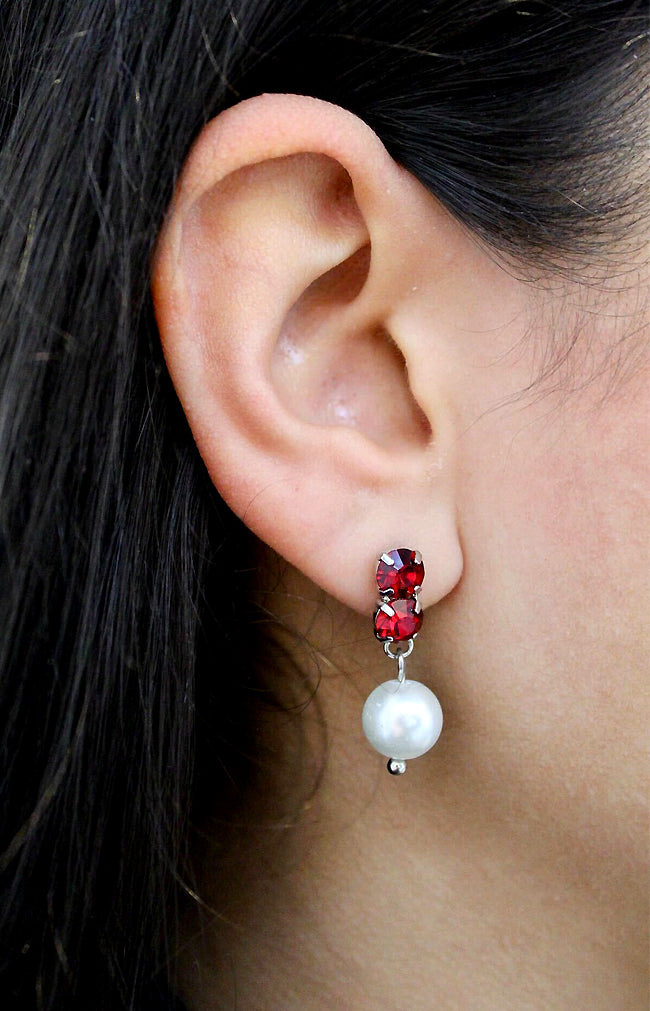 Clem Earrings - Wine & Pearl