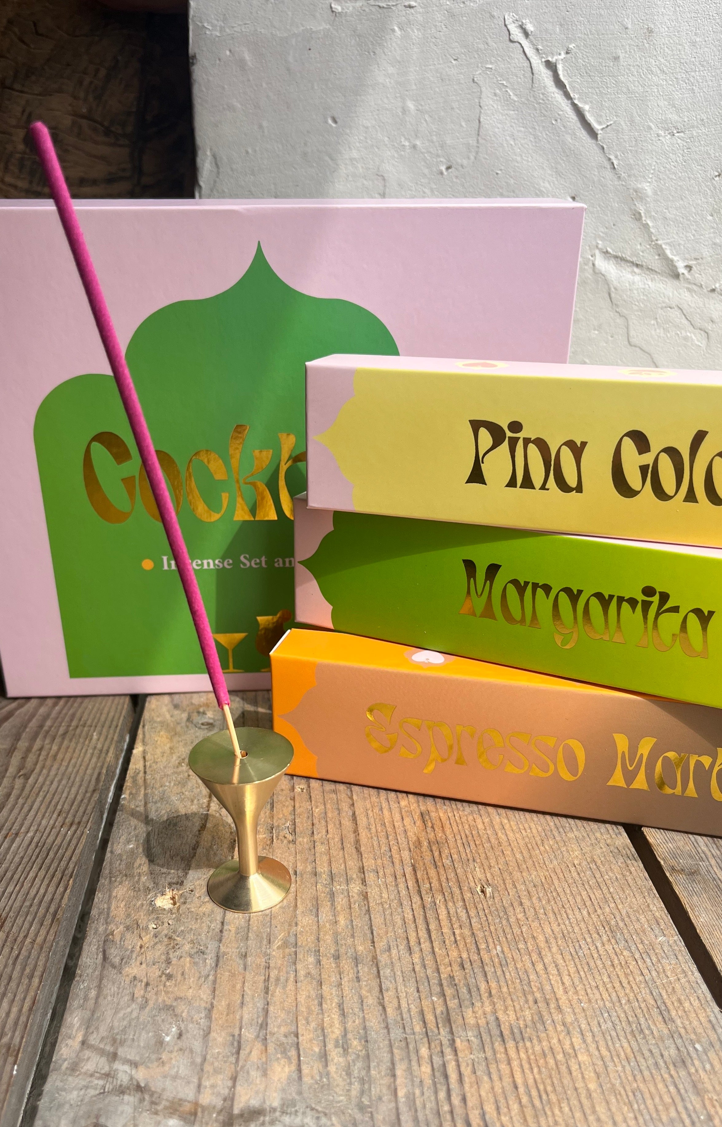 Cocktails Incense Gift Set with Brass Holder