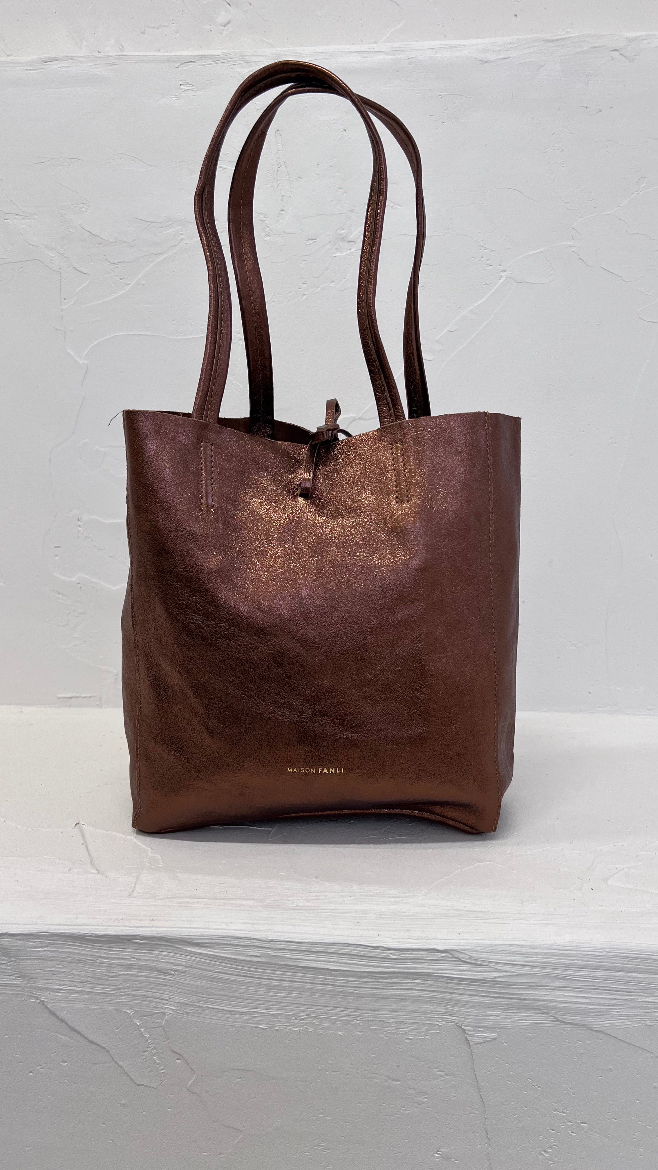 Cosima Small Tote  Bag - 100% Cowhide Leather  - Bronze