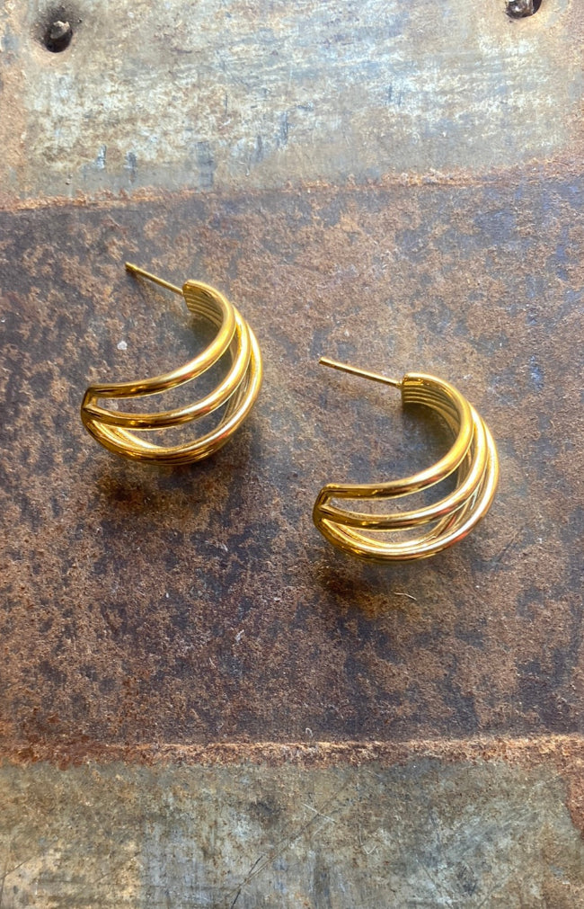 Wide Open Hoop Earrings - Gold Plated