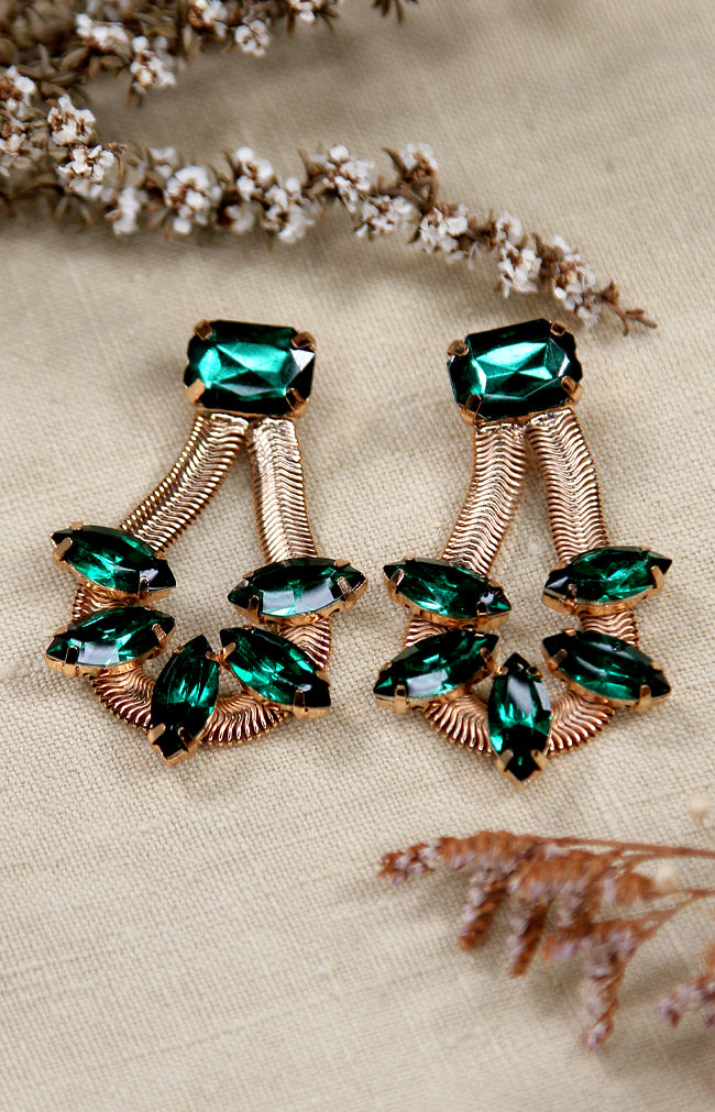 Chandra Earrings - Forest Green