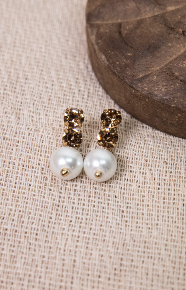 Clem Earrings - Gold & Pearl